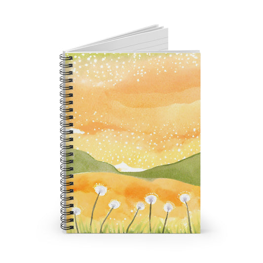Golden Meadow Dandelion Sunset Notebook | Spiral