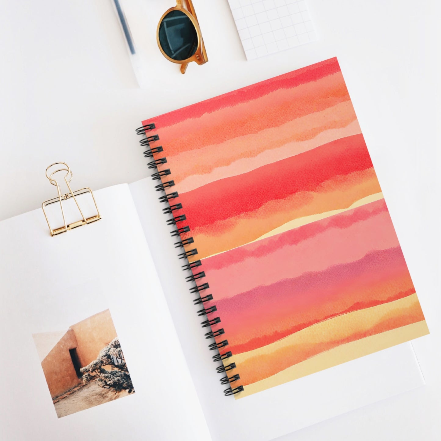 Coral Pink Sunset Watercolor Spiral Notebook