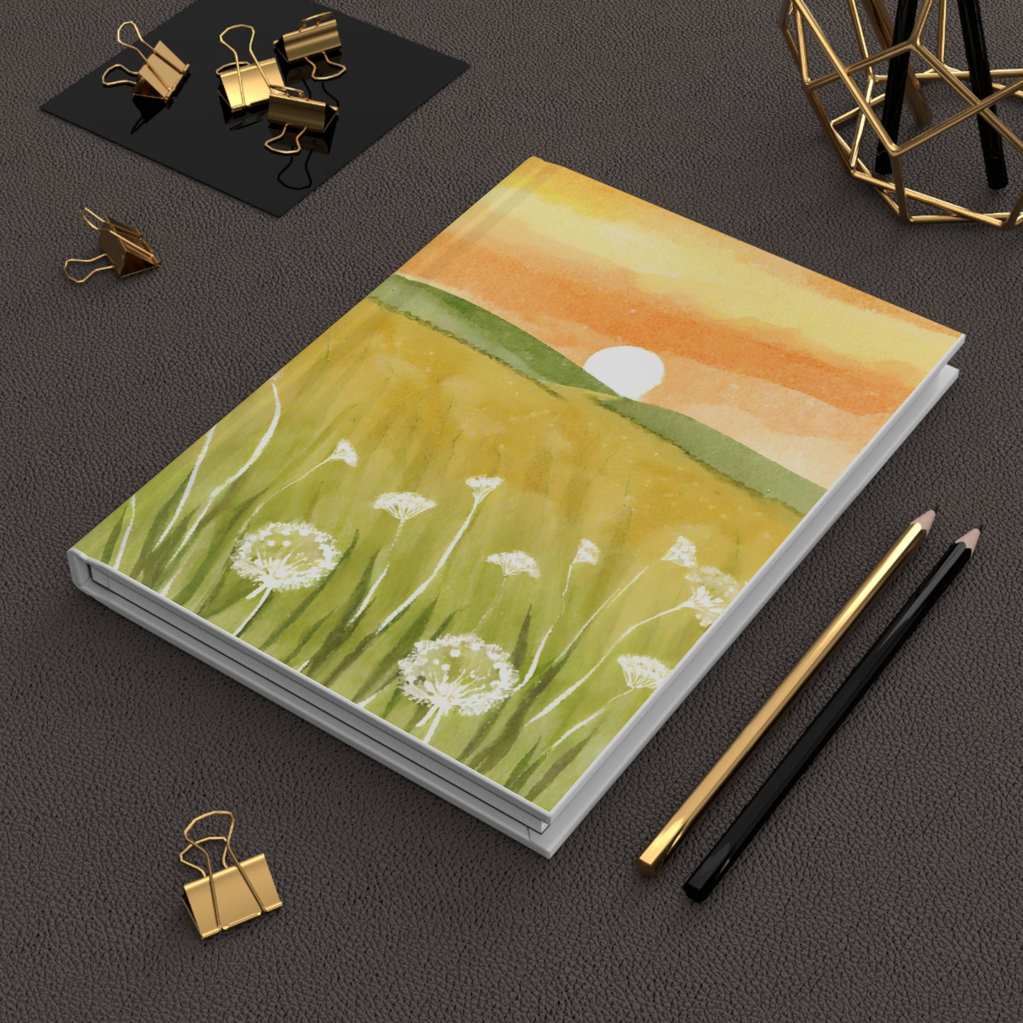Sunrise Meadow Watercolor Hardcover Notebook