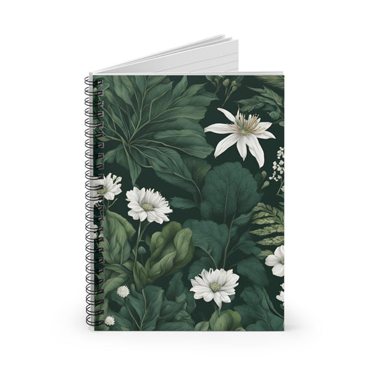 Notebook with floral design on a white background