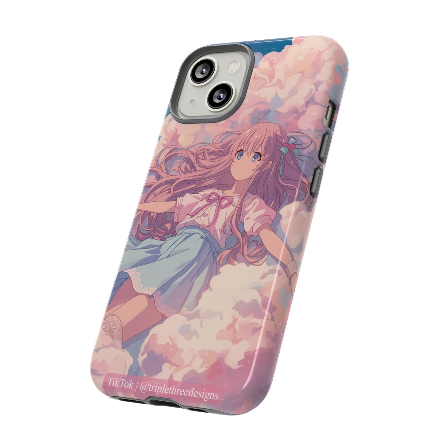 Dreamy Pastel Cloud Anime Girl Phone Case