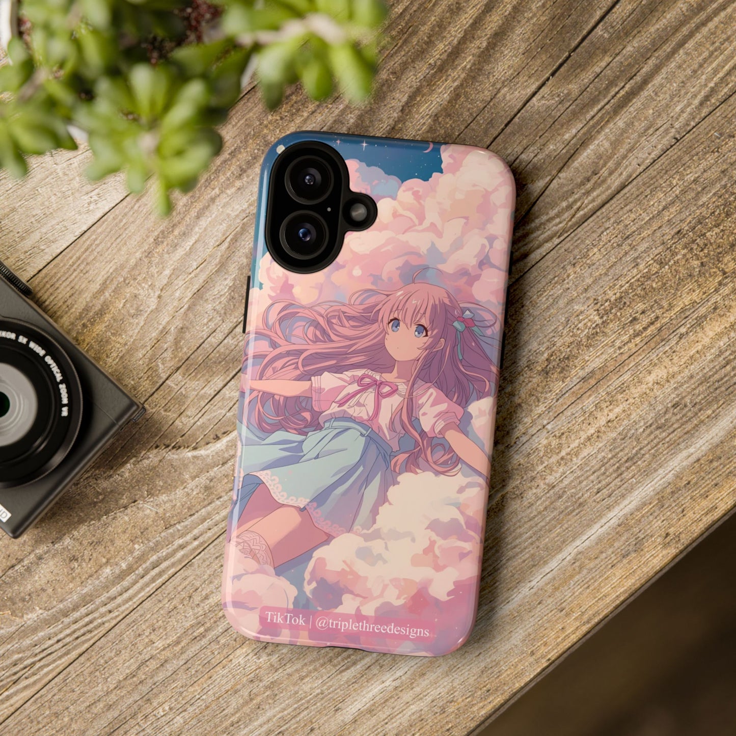 Dreamy Pastel Cloud Anime Girl Phone Case