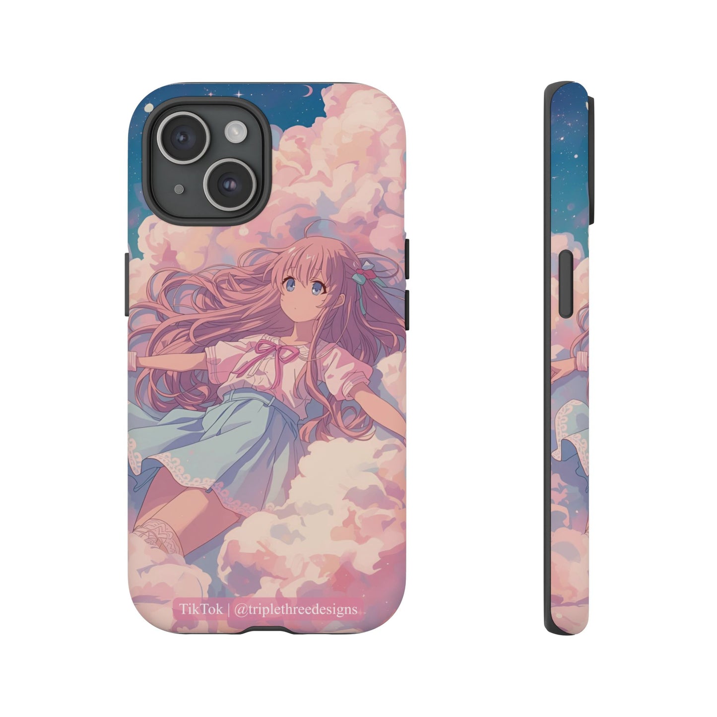 Dreamy Pastel Cloud Anime Girl Phone Case