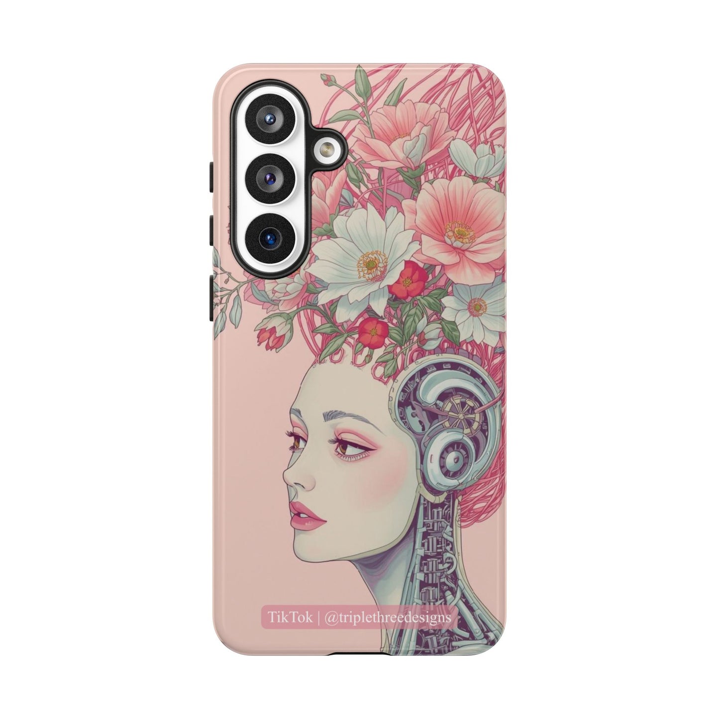 Pink Floral Cyberpunk Phone Case