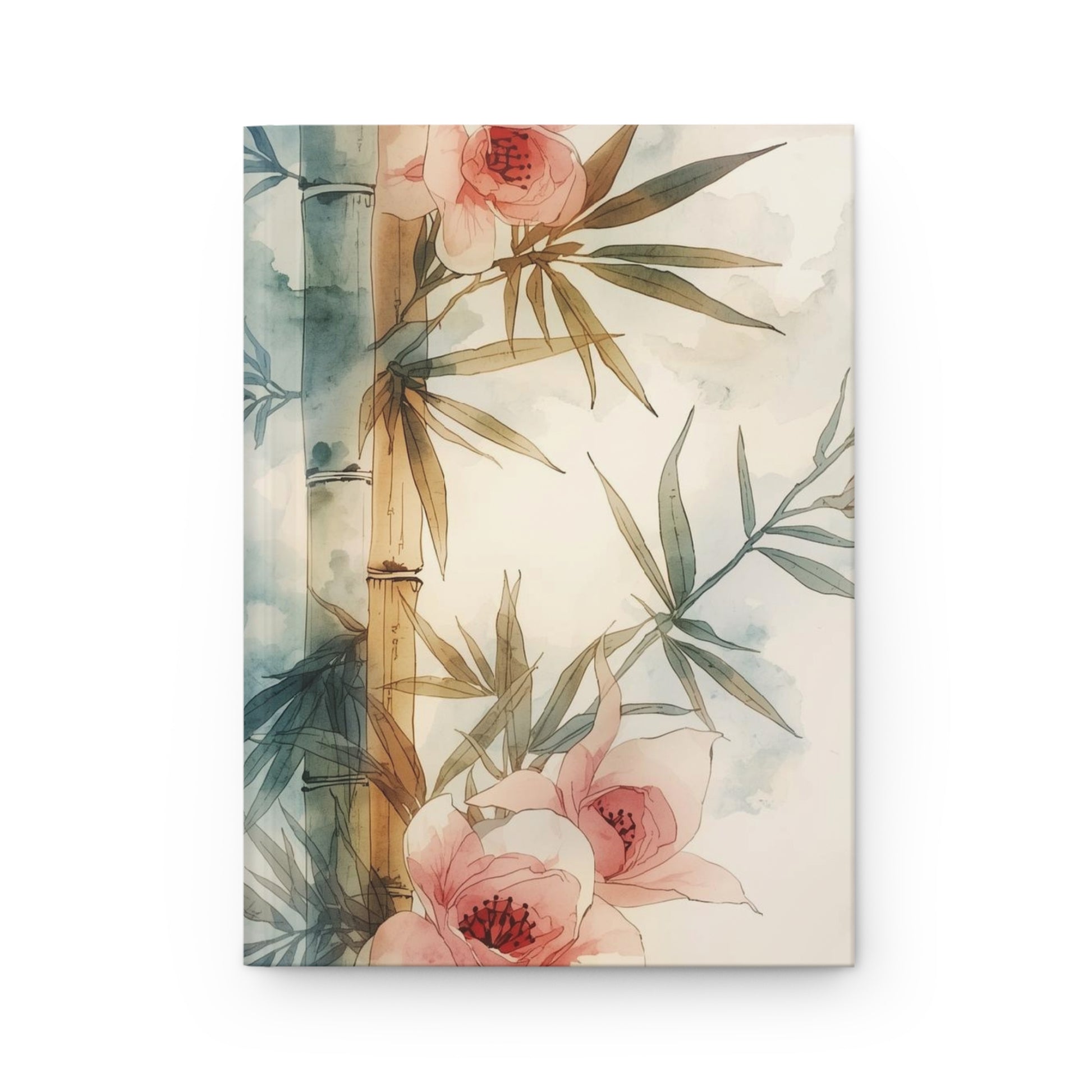 Floral and bamboo design on a light background