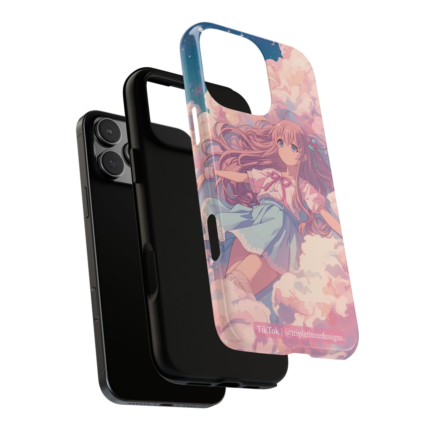 Dreamy Pastel Cloud Anime Girl Phone Case