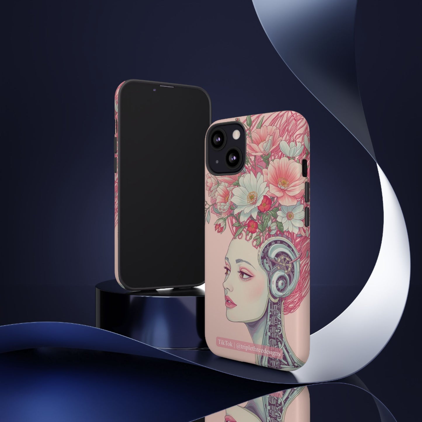 Pink Floral Cyberpunk Phone Case