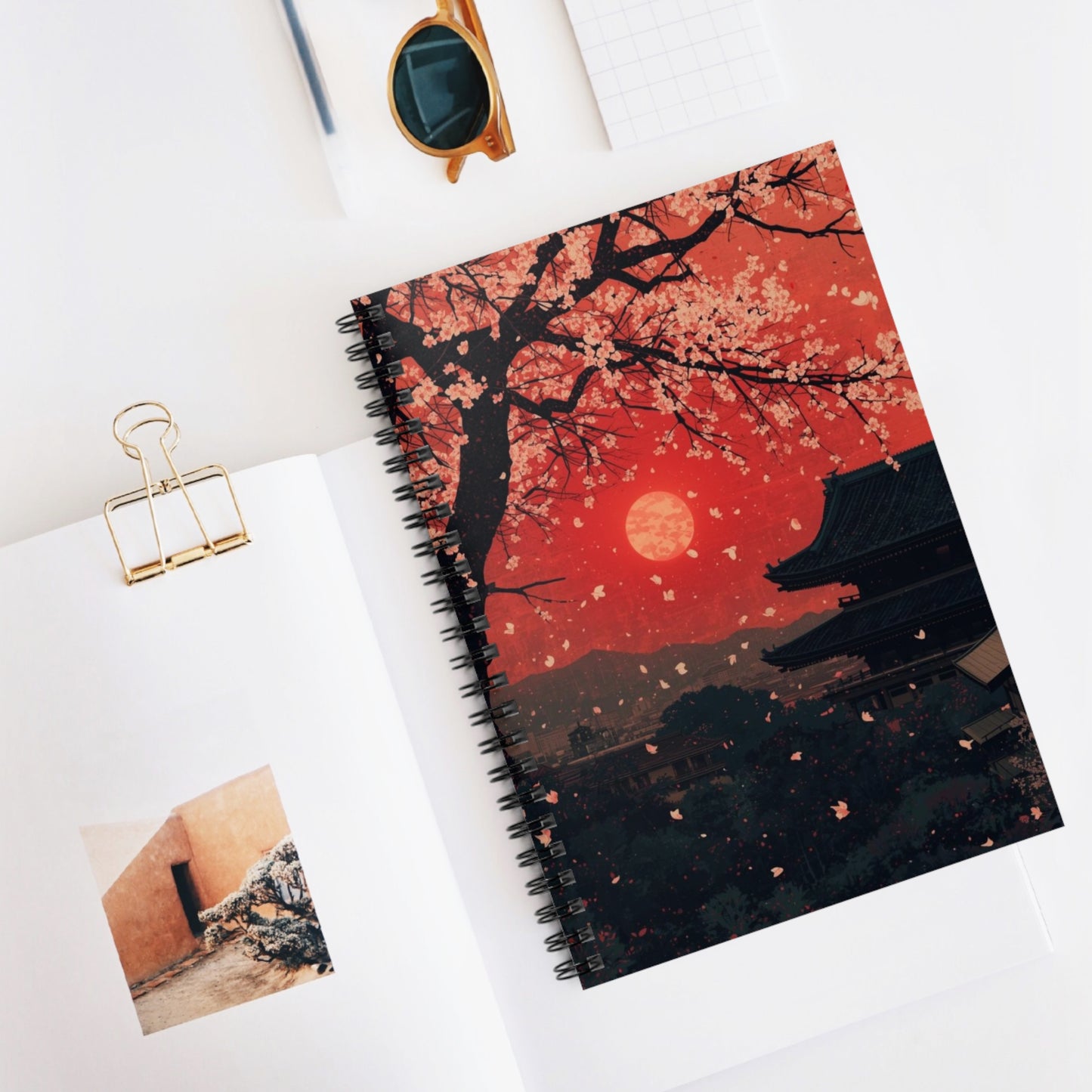 Cherry Blossom Sunset Nature Spiral Notebook