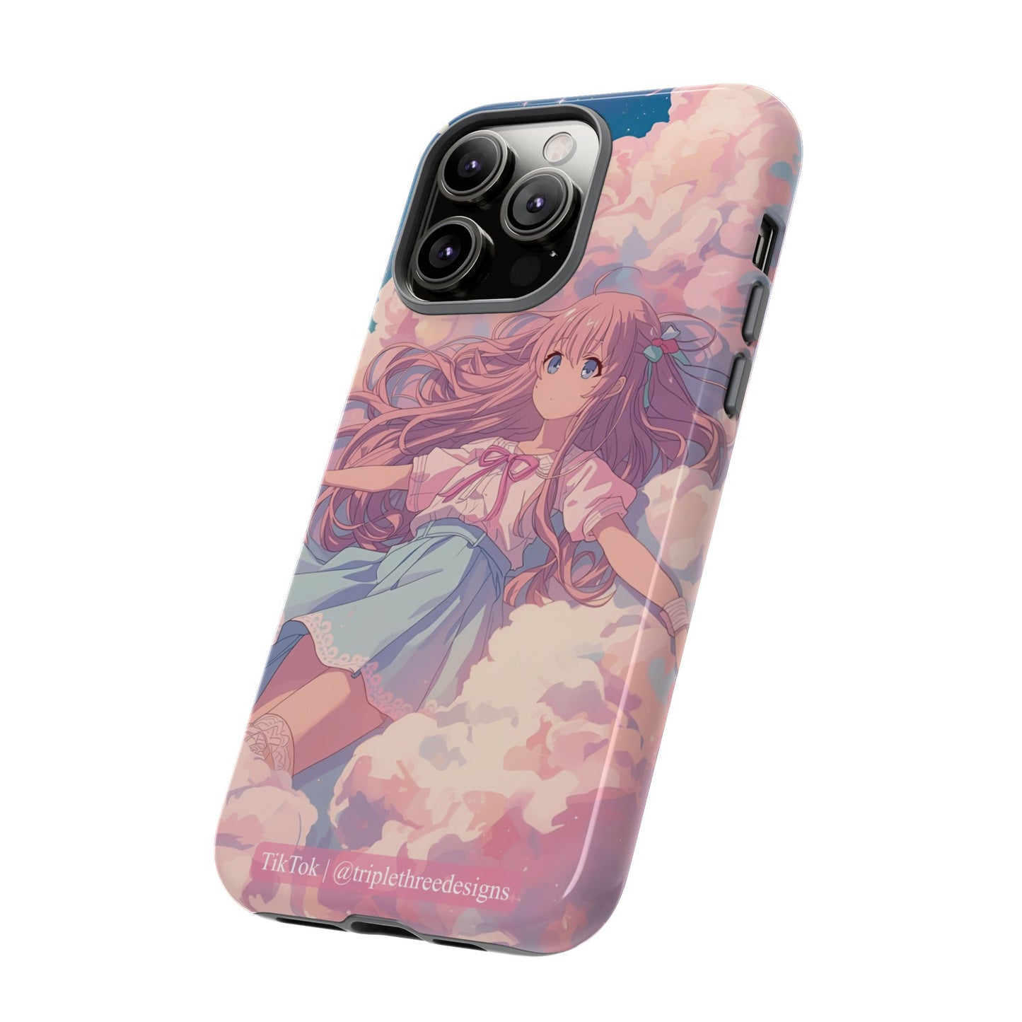 Dreamy Pastel Cloud Anime Girl Phone Case