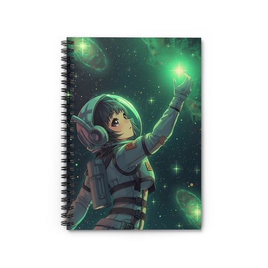 Green Cosmic Girl Anime Space Spiral Notebook Front Cover