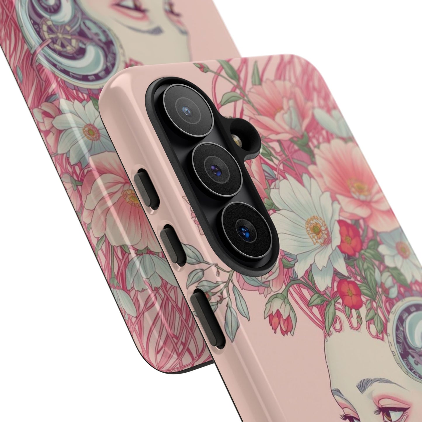 Pink Floral Cyberpunk Phone Case