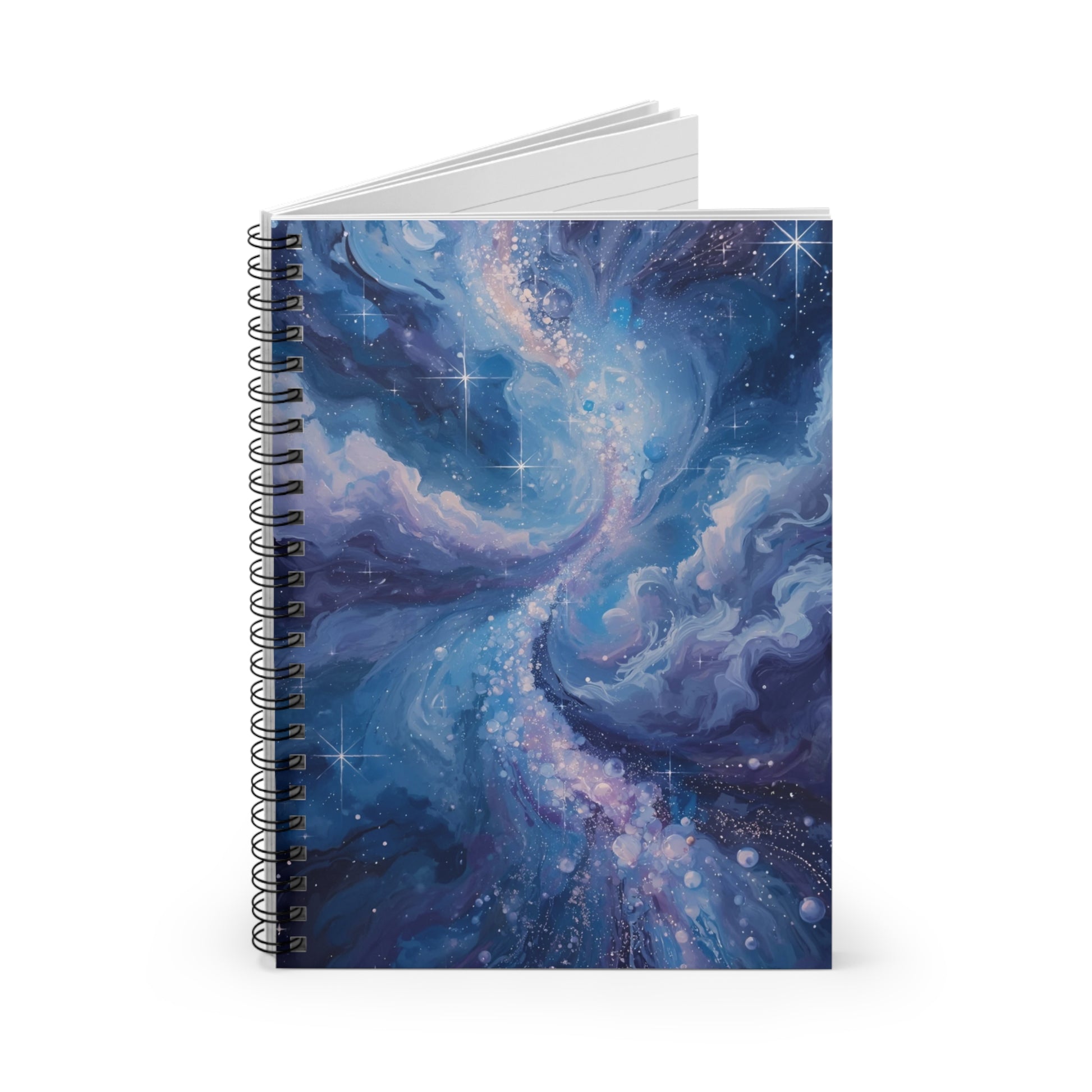Notebook with a galaxy design on a white background