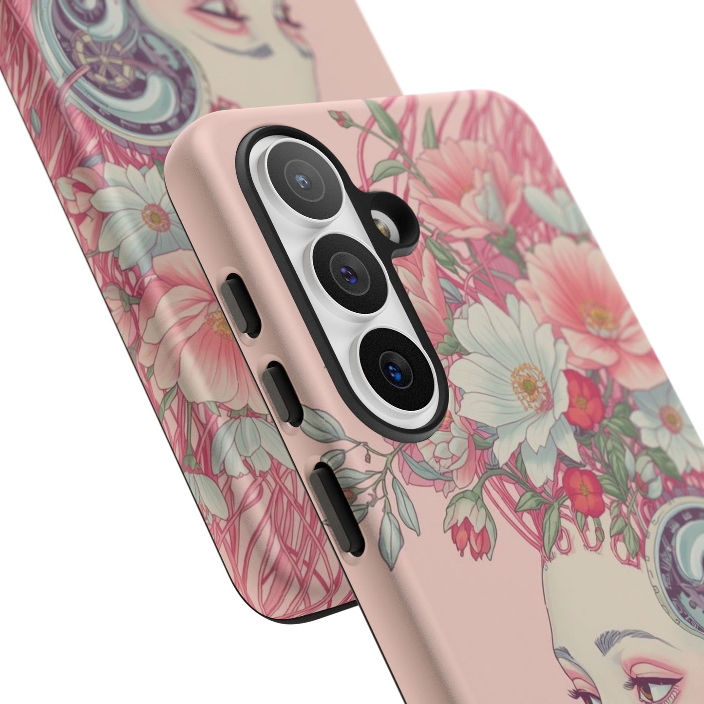 Pink Floral Cyberpunk Phone Case