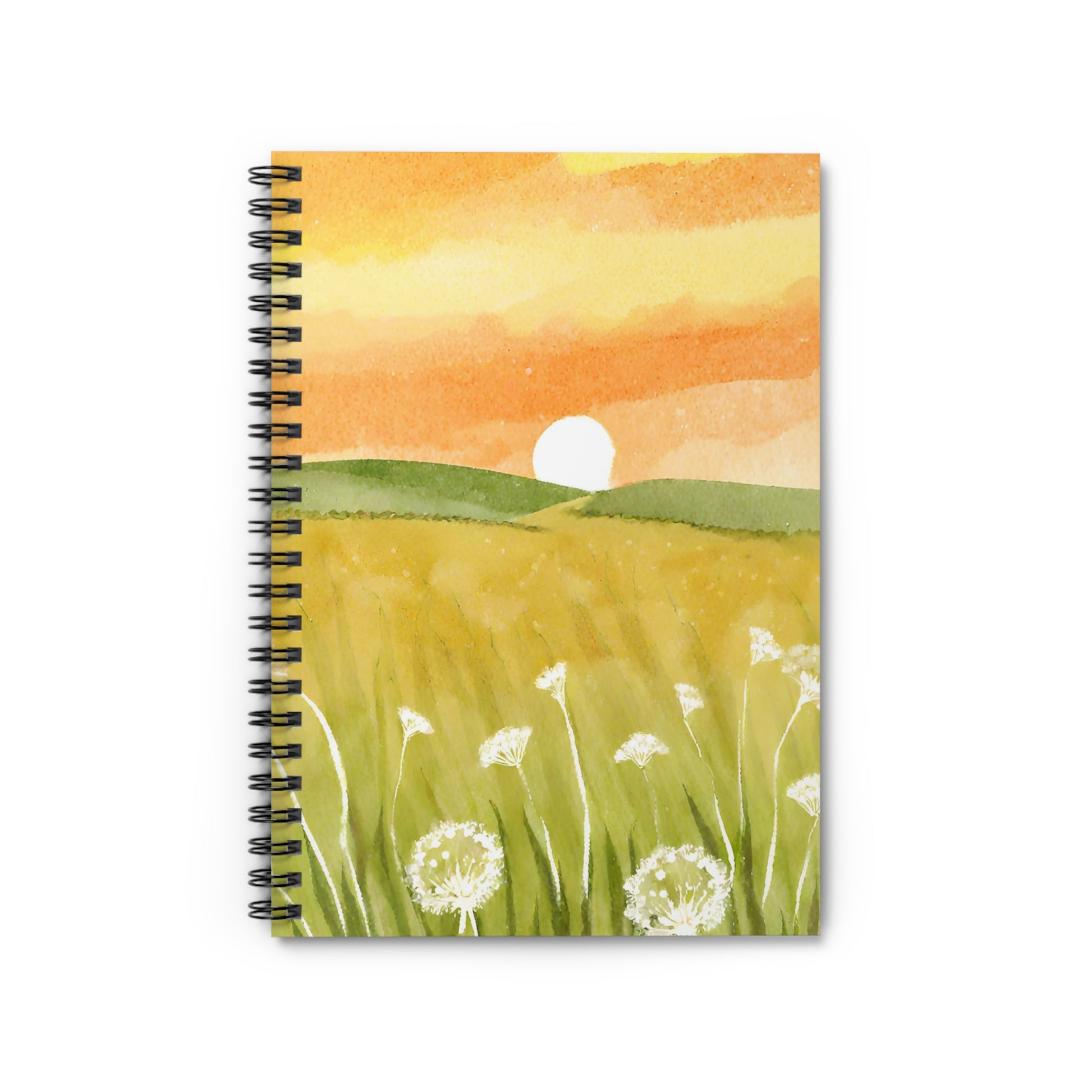 Sunrise Meadow Watercolor Spiral Notebook Front Cover