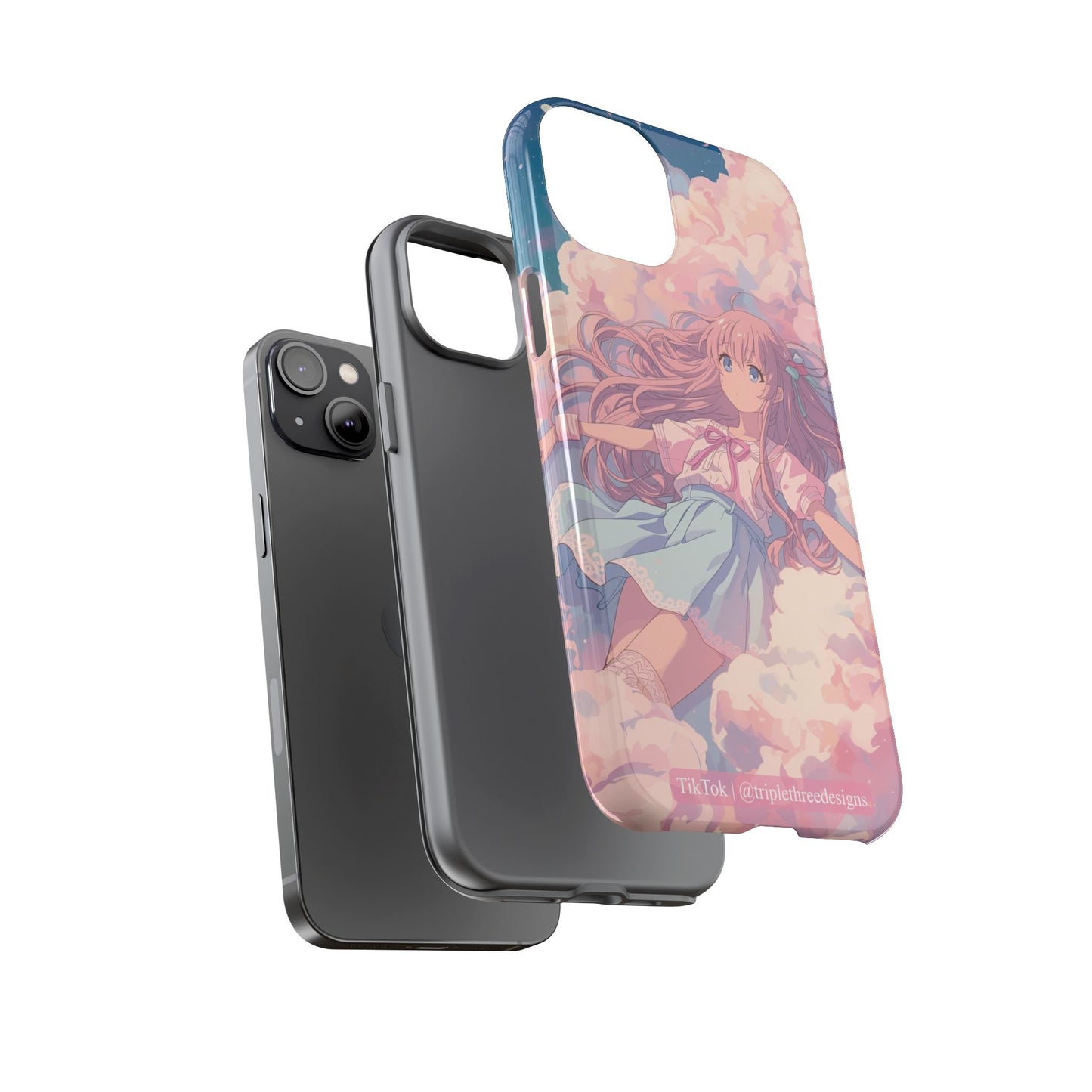 Dreamy Pastel Cloud Anime Girl Phone Case