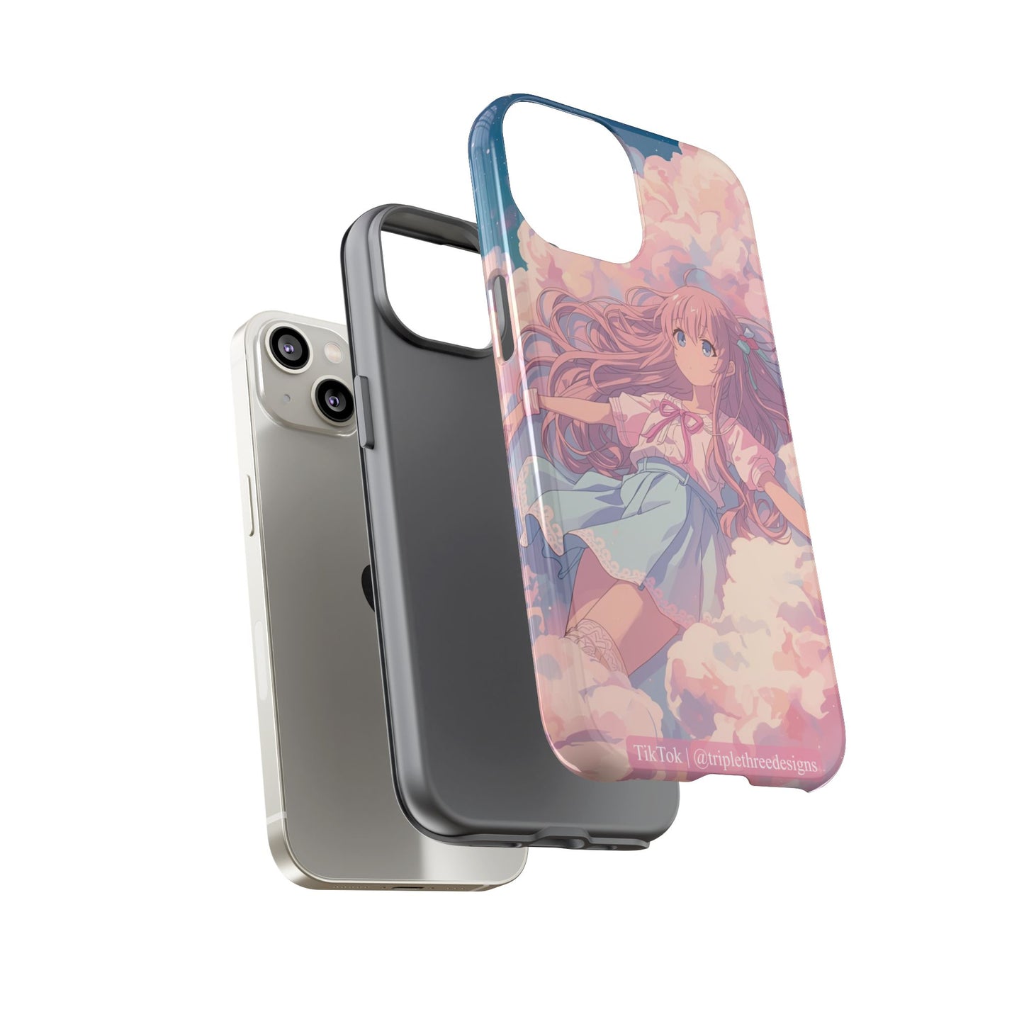Dreamy Pastel Cloud Anime Girl Phone Case
