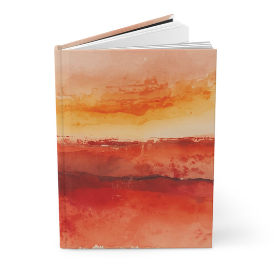Red Orange Sunset Watercolor Hardcover Notebook Front Cover