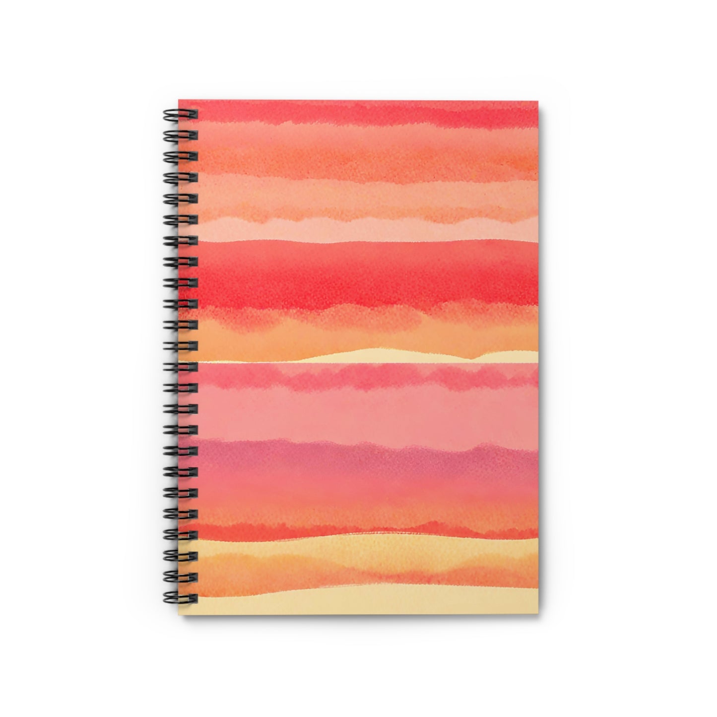 Coral Pink Sunset Watercolor Spiral Notebook Front Cover