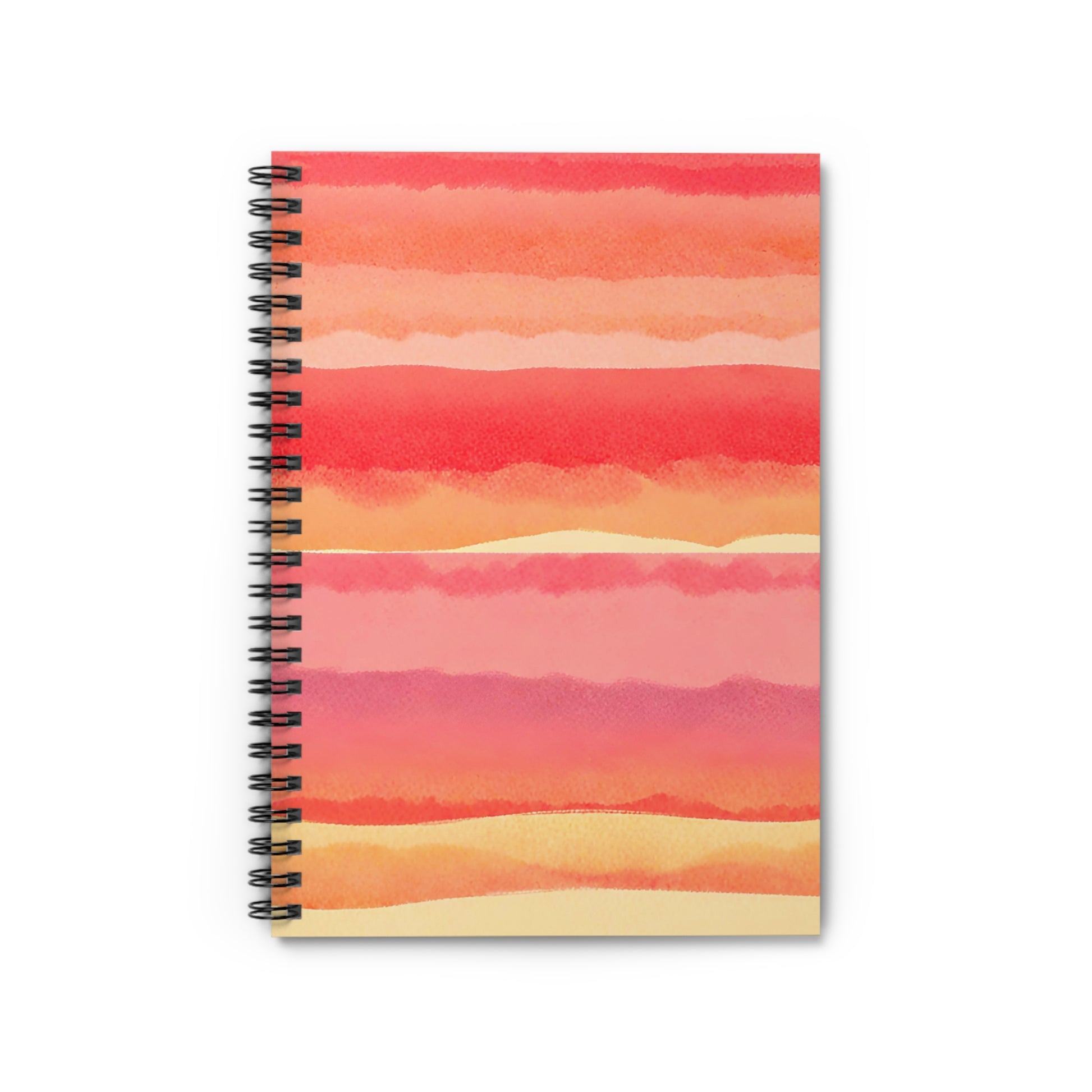 Coral Pink Sunset Watercolor Spiral Notebook Front Cover