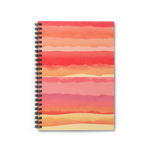 Coral Pink Sunset Watercolor Spiral Notebook Front Cover