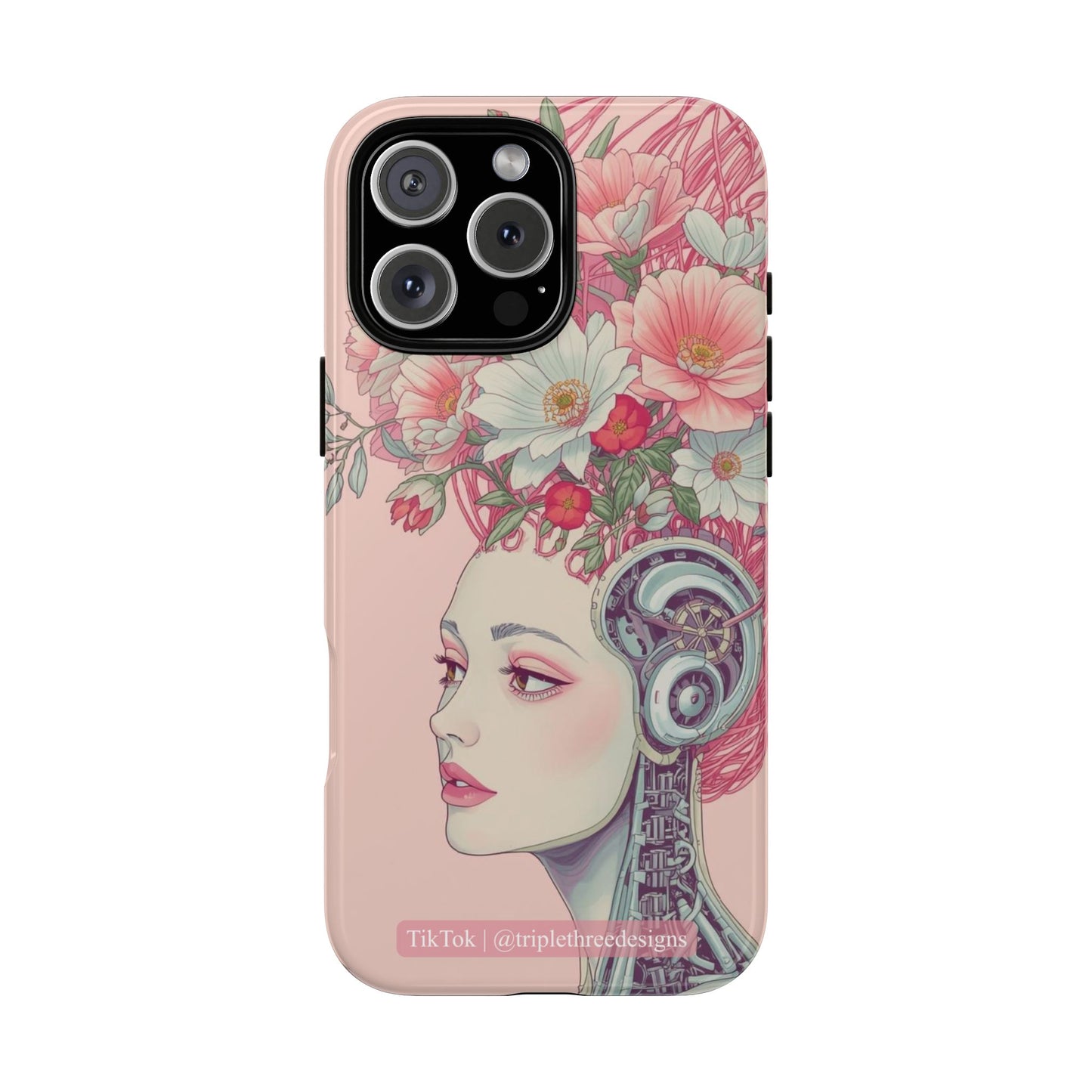Pink Floral Cyberpunk Phone Case
