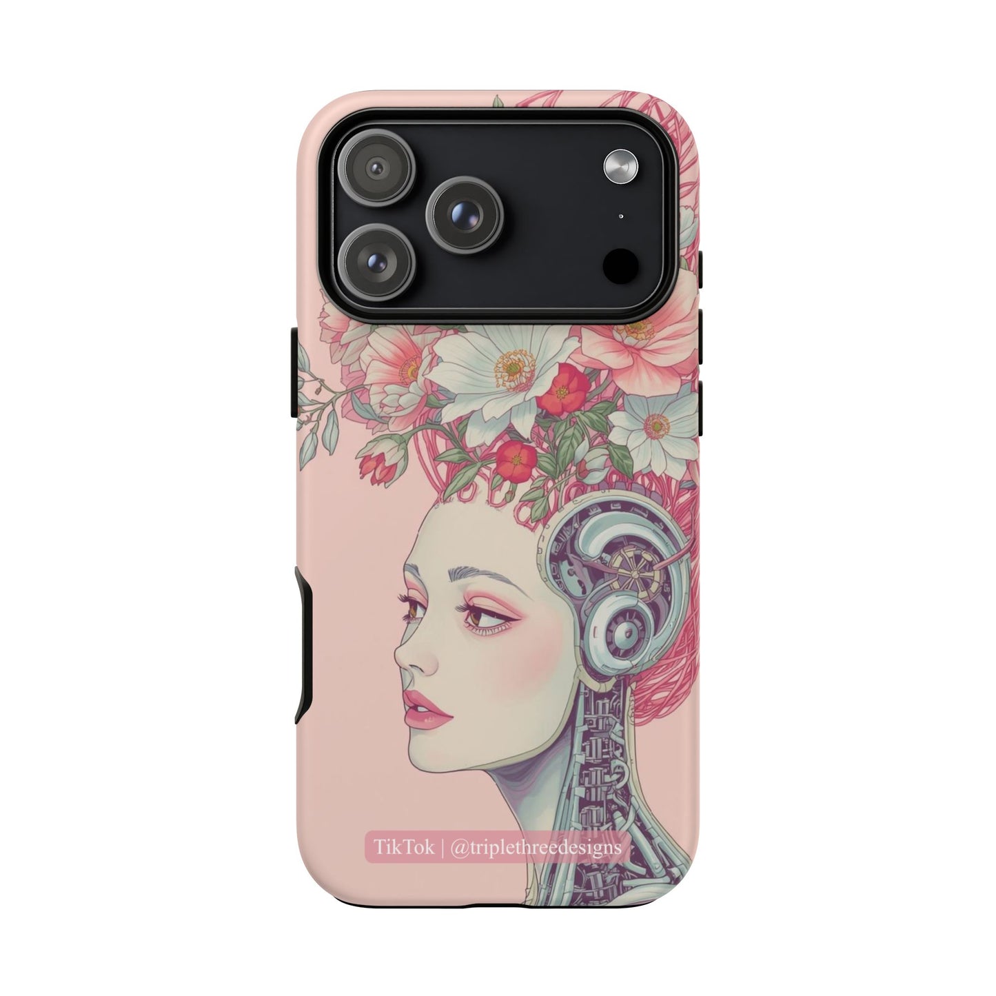 Pink Floral Cyberpunk Phone Case