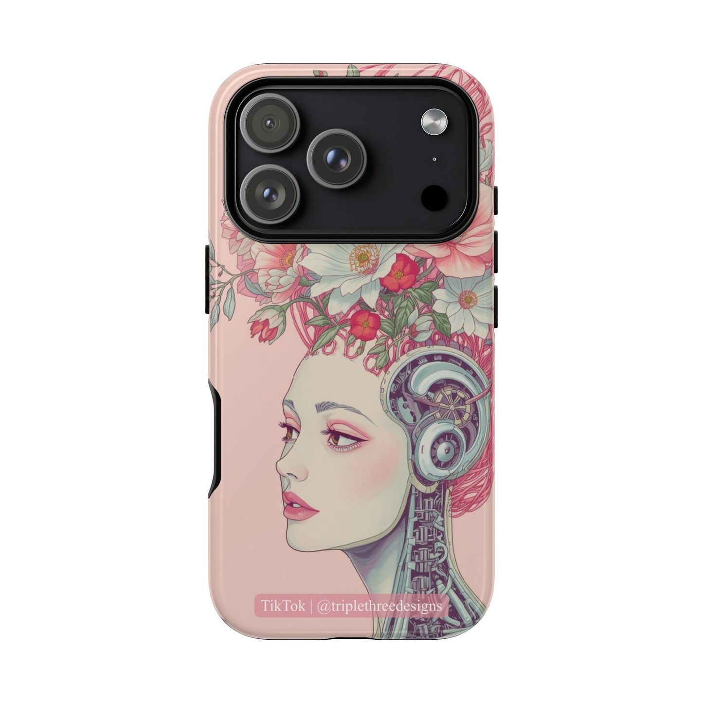 Pink Floral Cyberpunk Phone Case