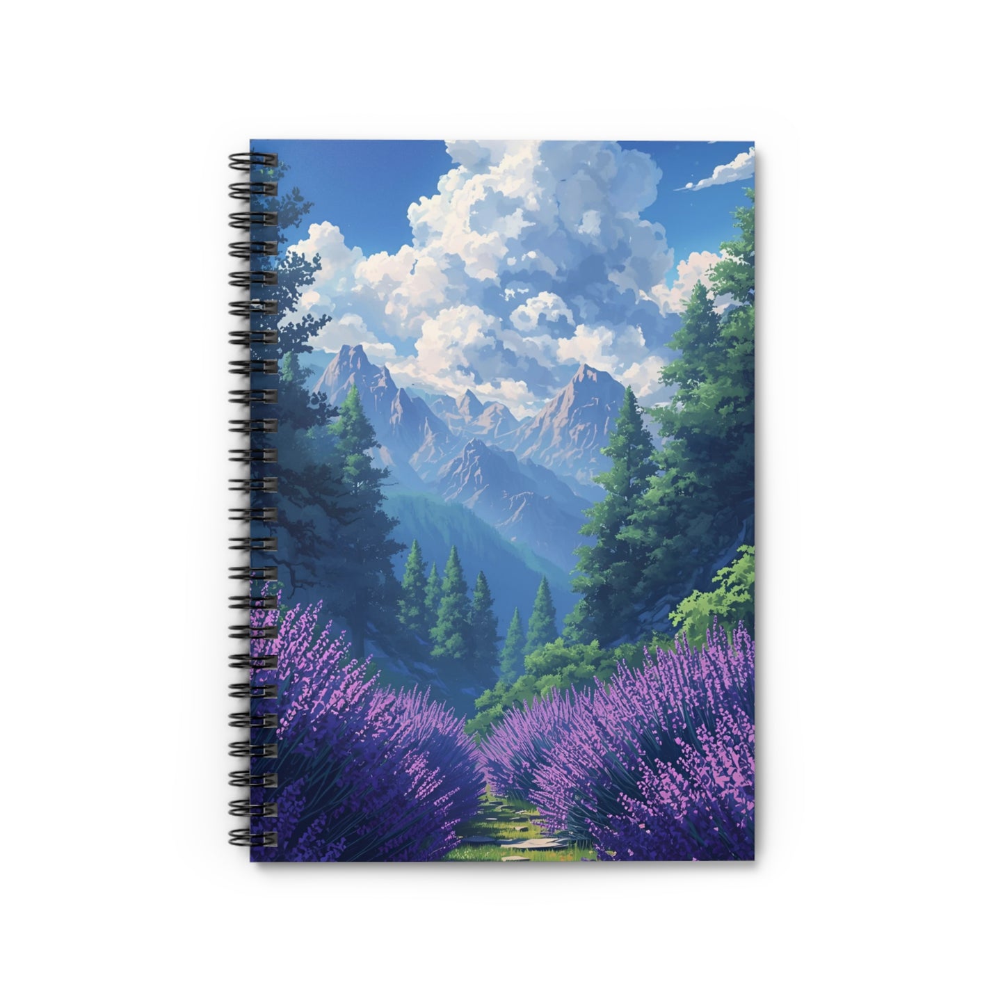 Lavender Mountain Nature Spiral Notebook Front Cover