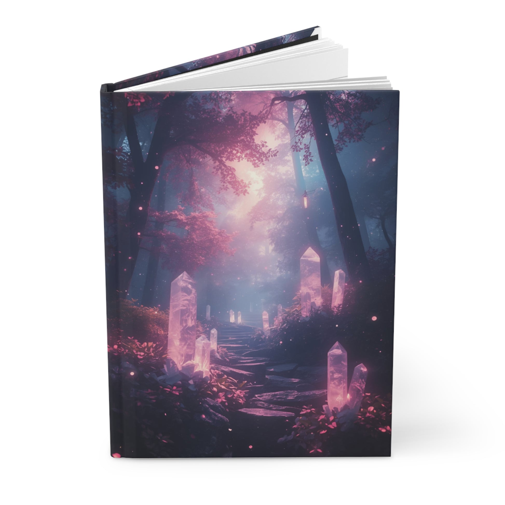Enchanted Pink Crystal Forest Fantasy Hardcover Notebook Front Cover