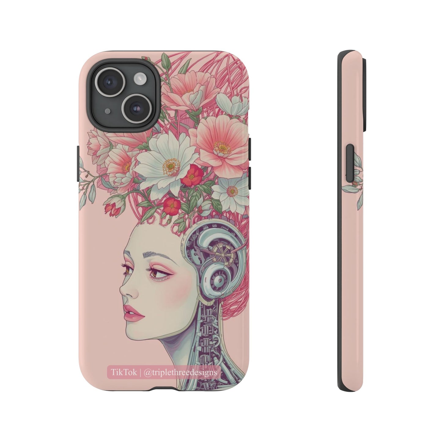 Pink Floral Cyberpunk Phone Case