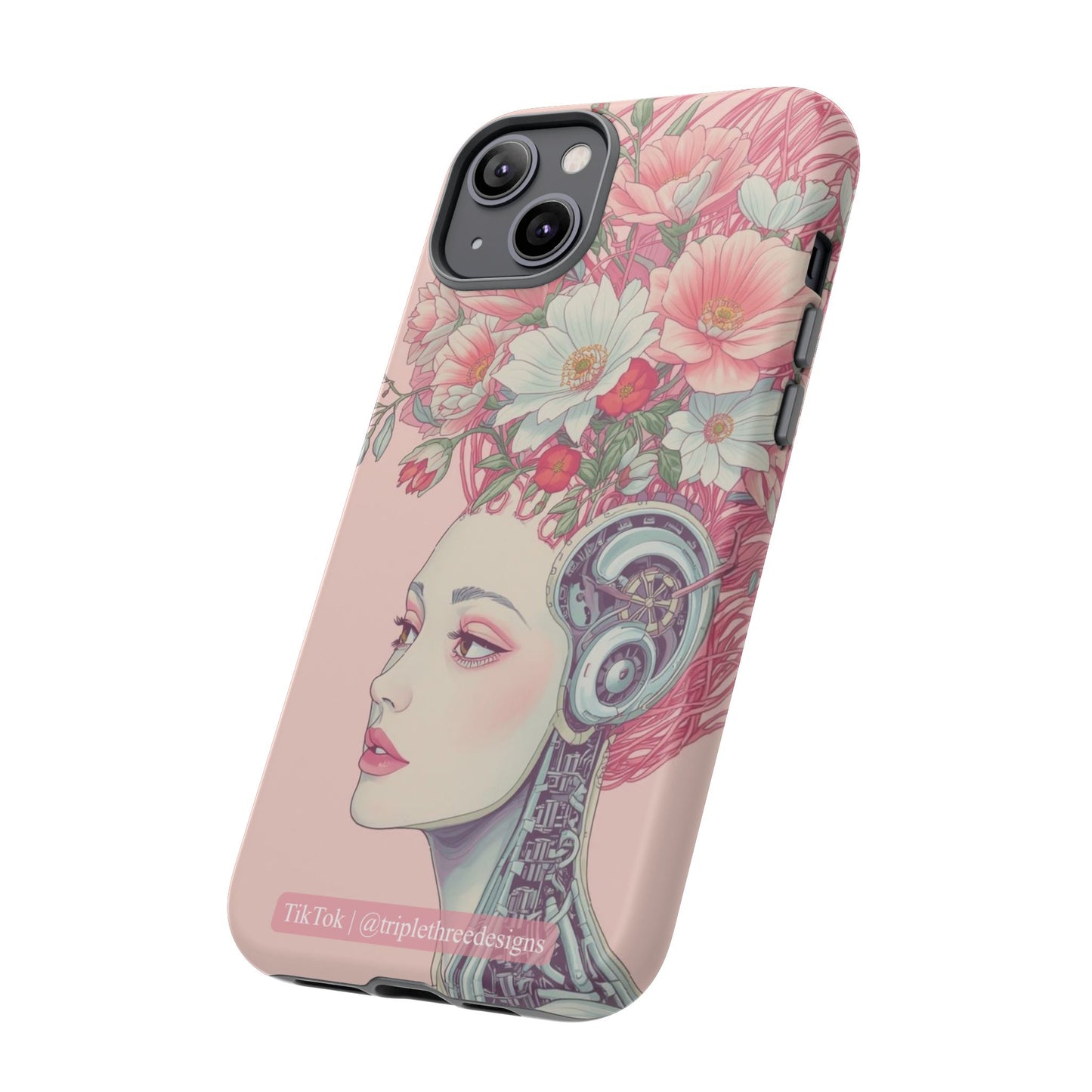 Pink Floral Cyberpunk Phone Case