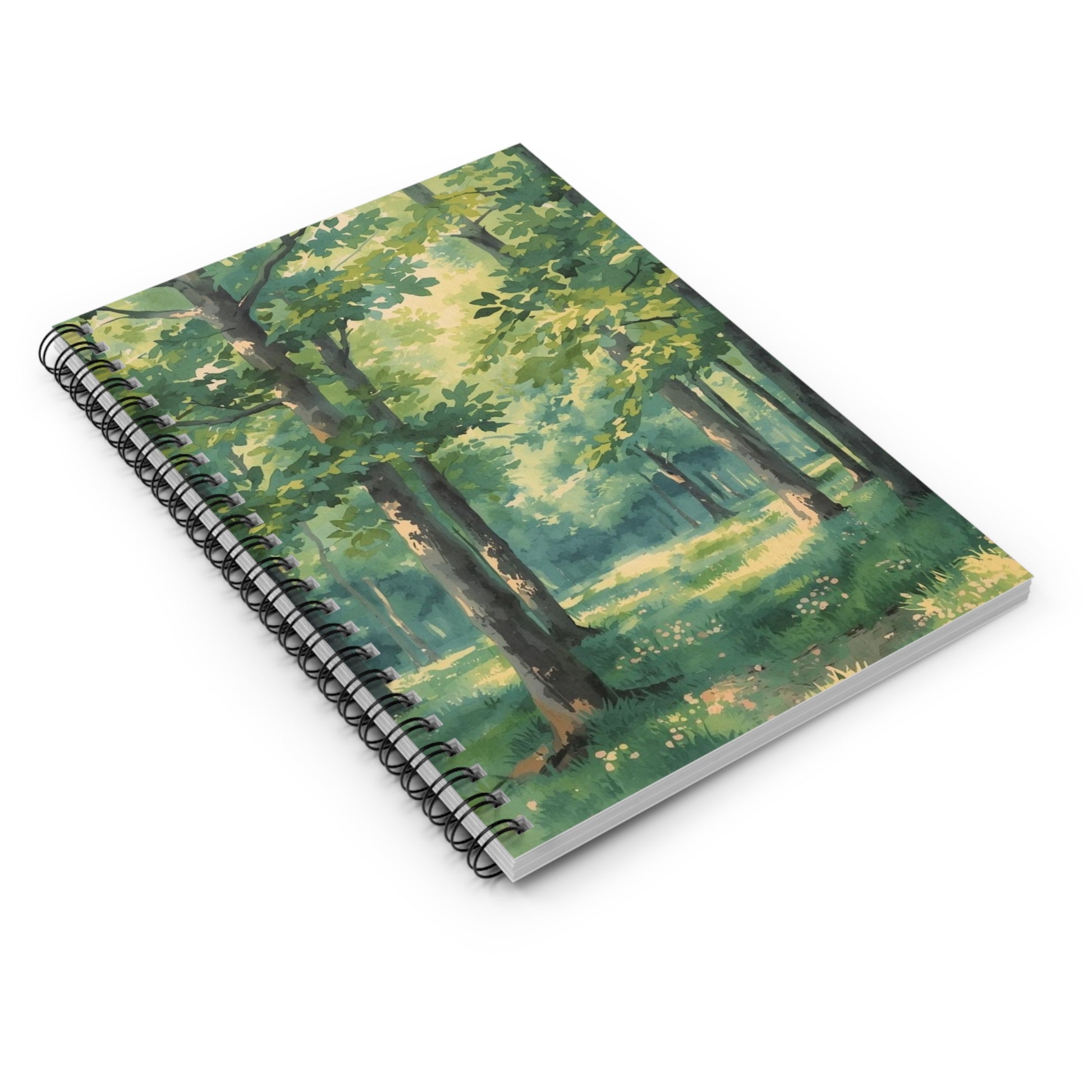 Notebook with a tree design on the cover against a white background