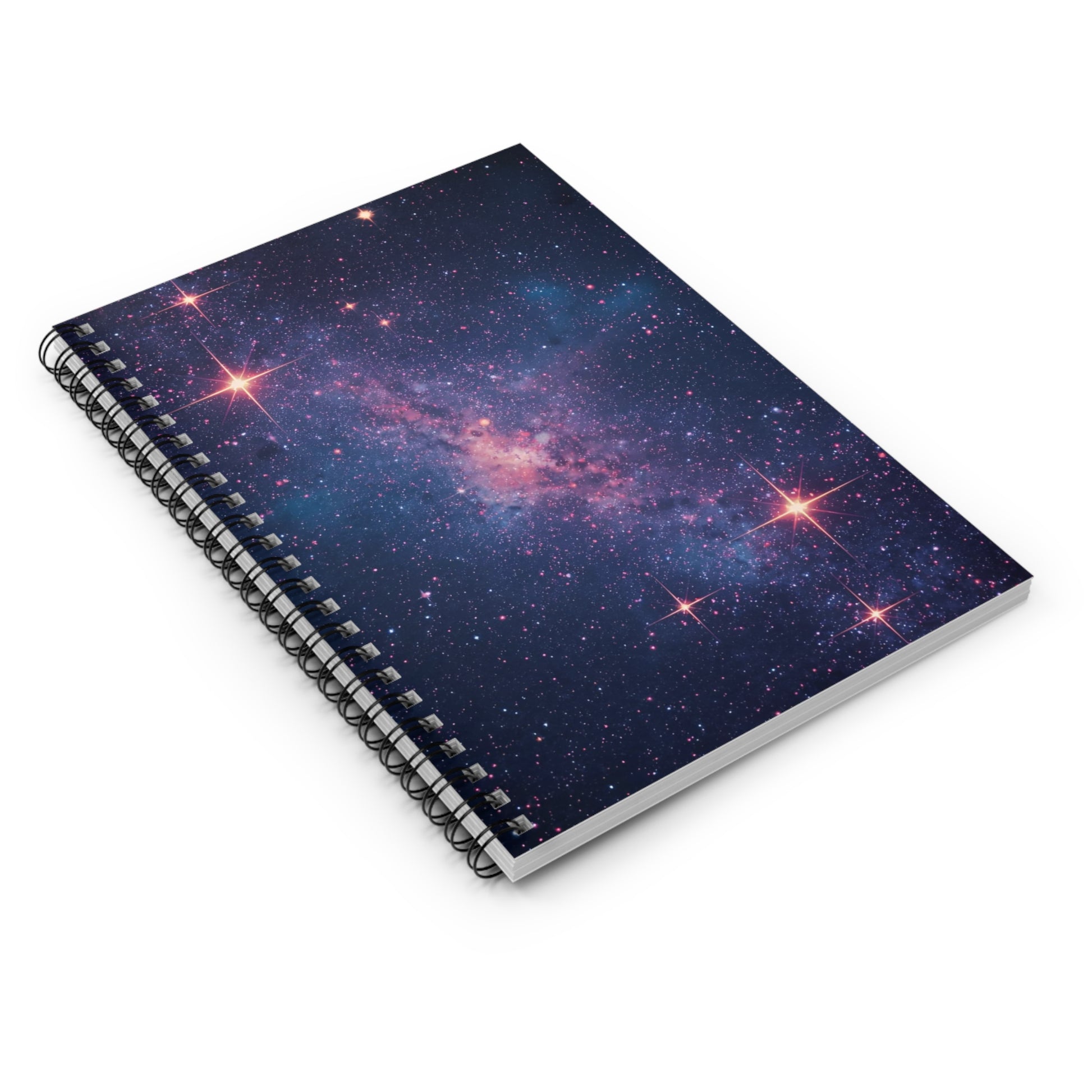 Notebook with galaxy design on a white background