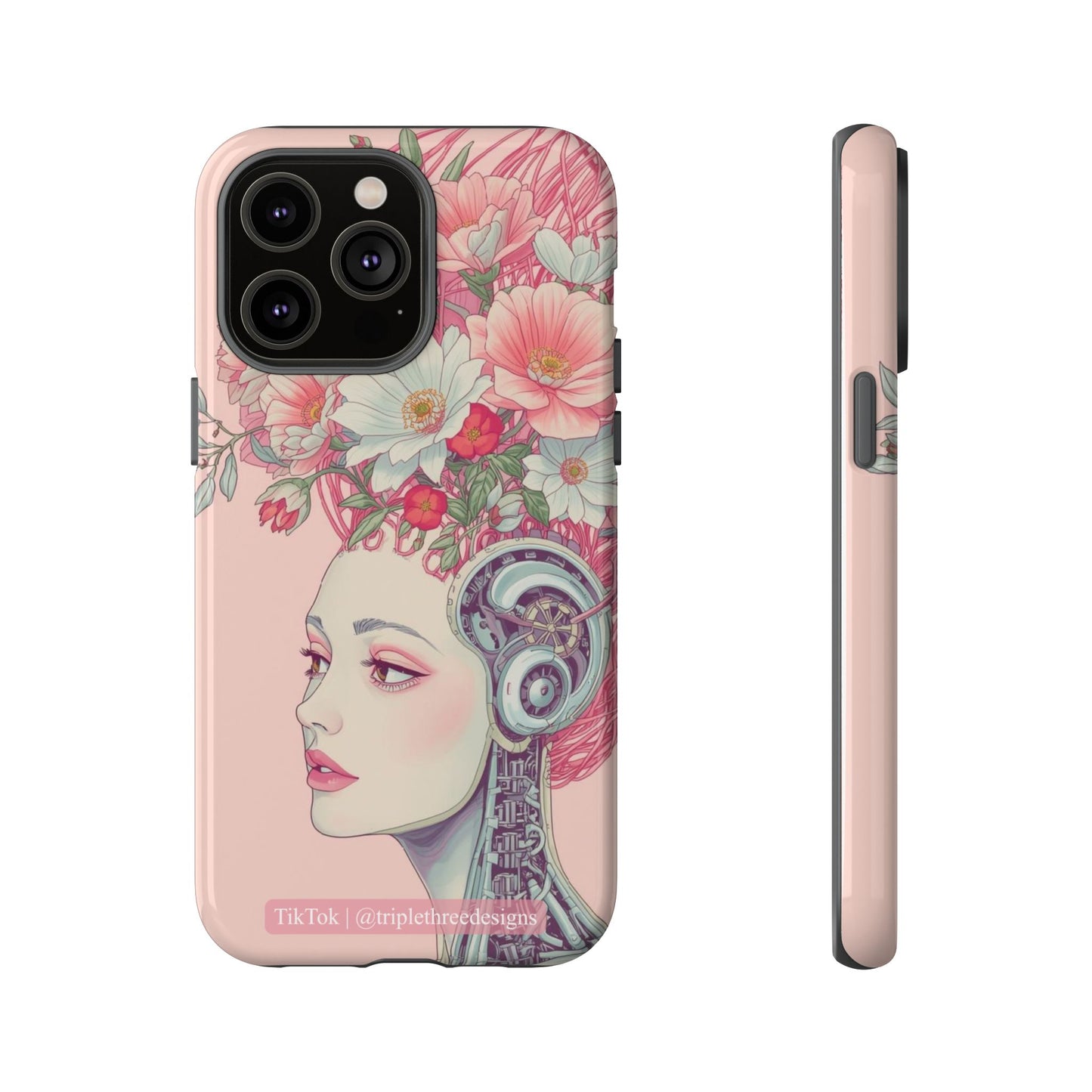 Pink Floral Cyberpunk Phone Case