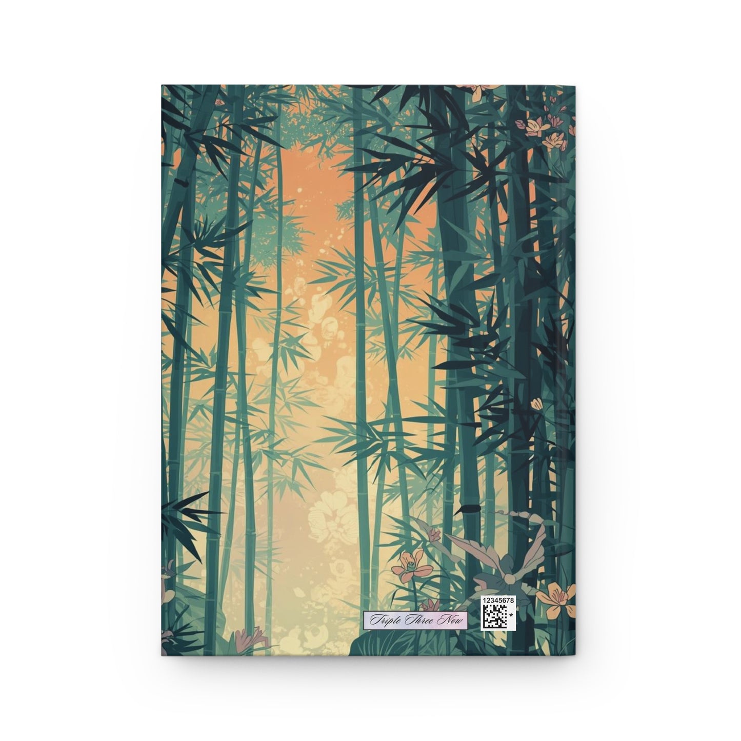 Notebook with bamboo forest design on a white background