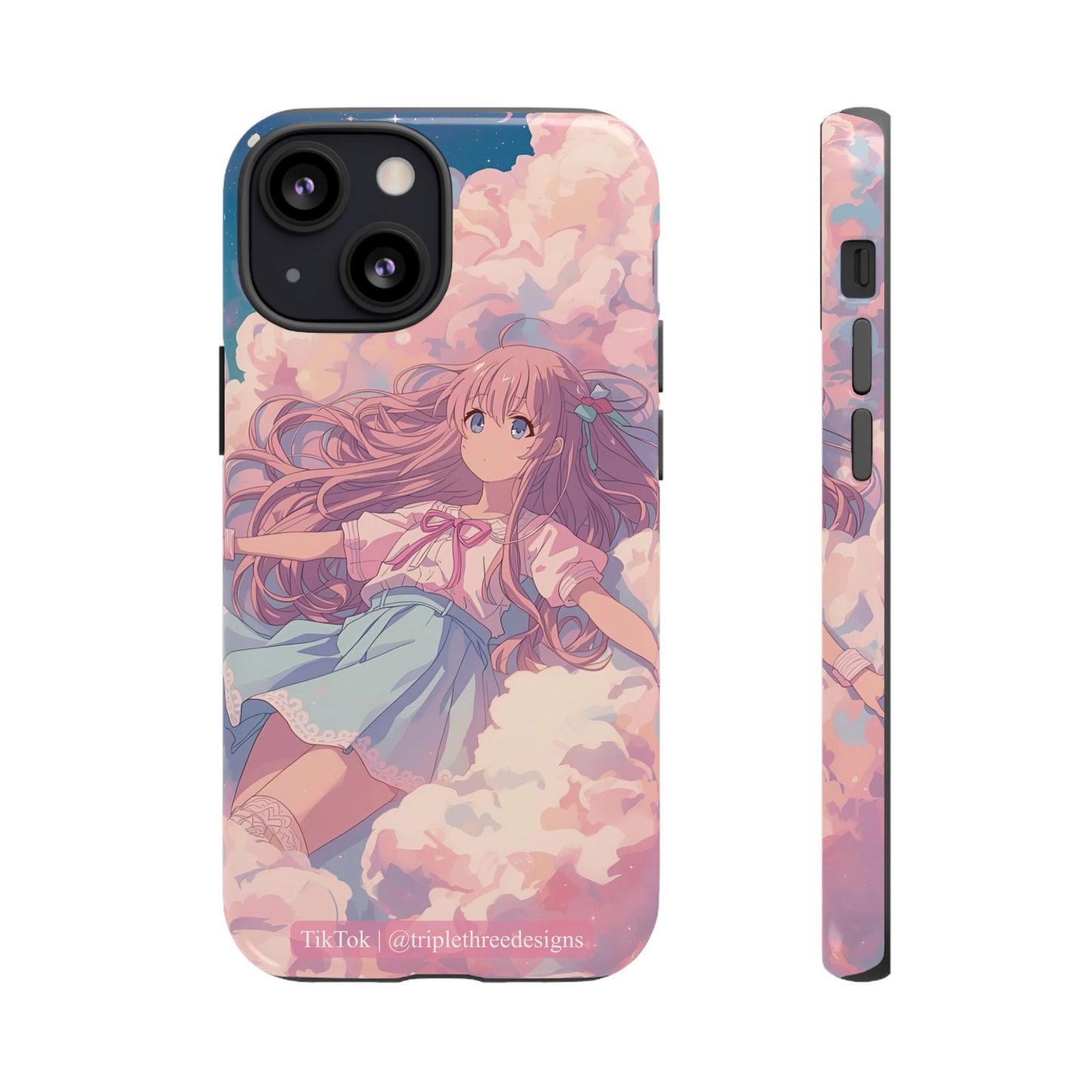 Dreamy Pastel Cloud Anime Girl Phone Case