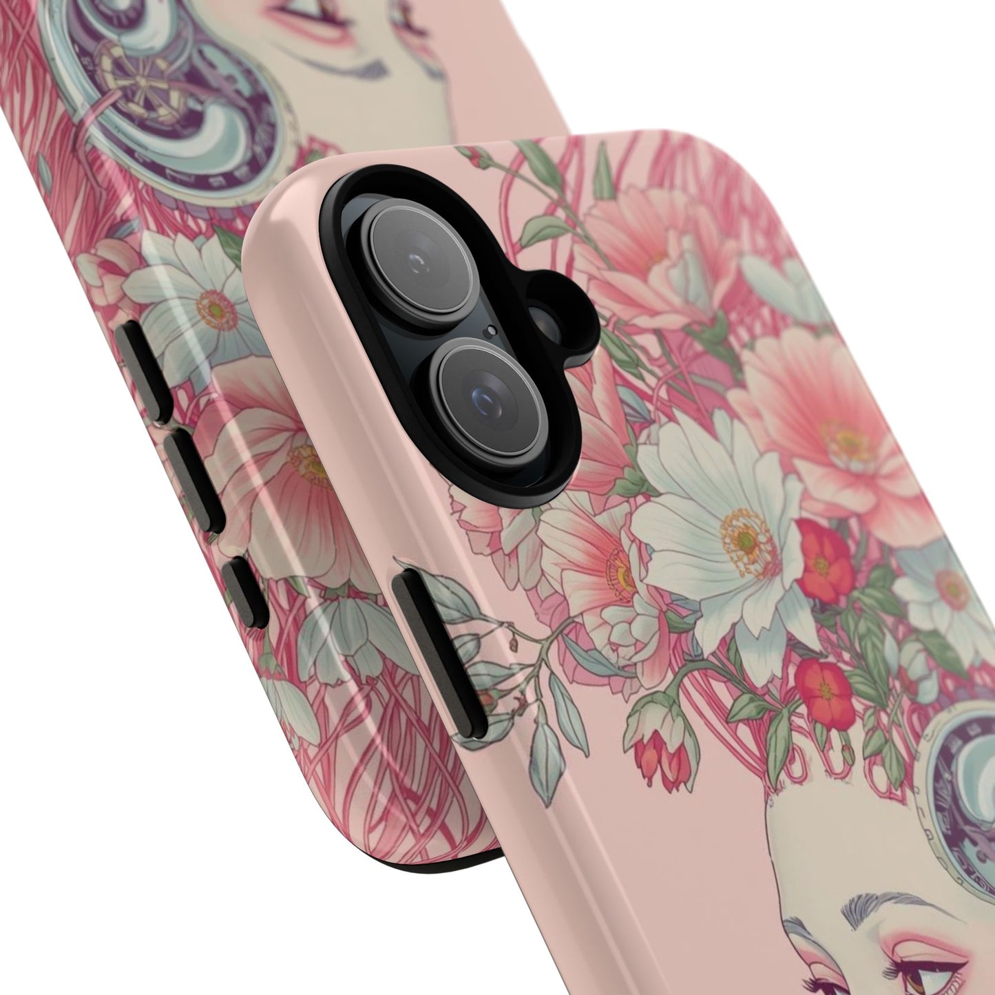 Pink Floral Cyberpunk Phone Case