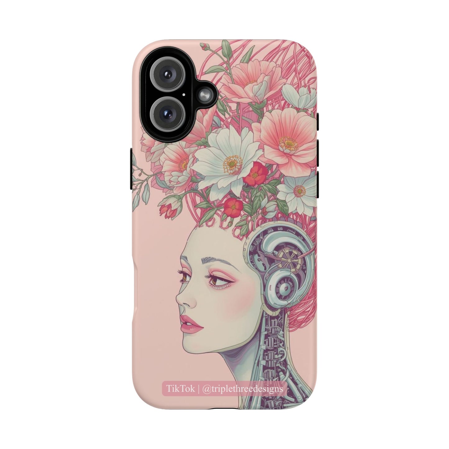 Pink Floral Cyberpunk Phone Case