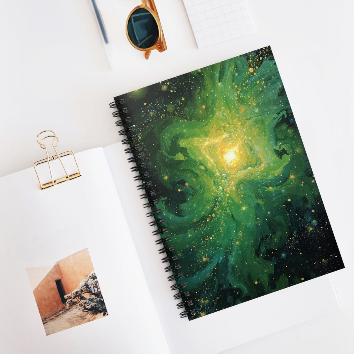 Galaxy Green Nebula Space Spiral Notebook