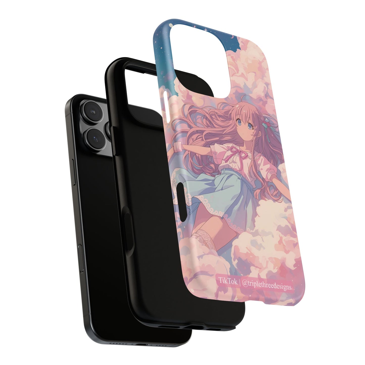 Dreamy Pastel Cloud Anime Girl Phone Case