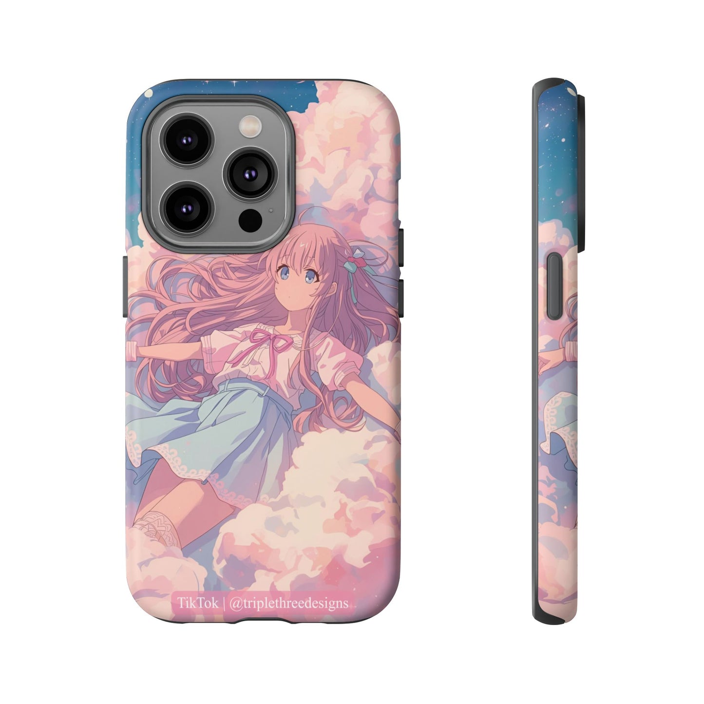 Dreamy Pastel Cloud Anime Girl Phone Case