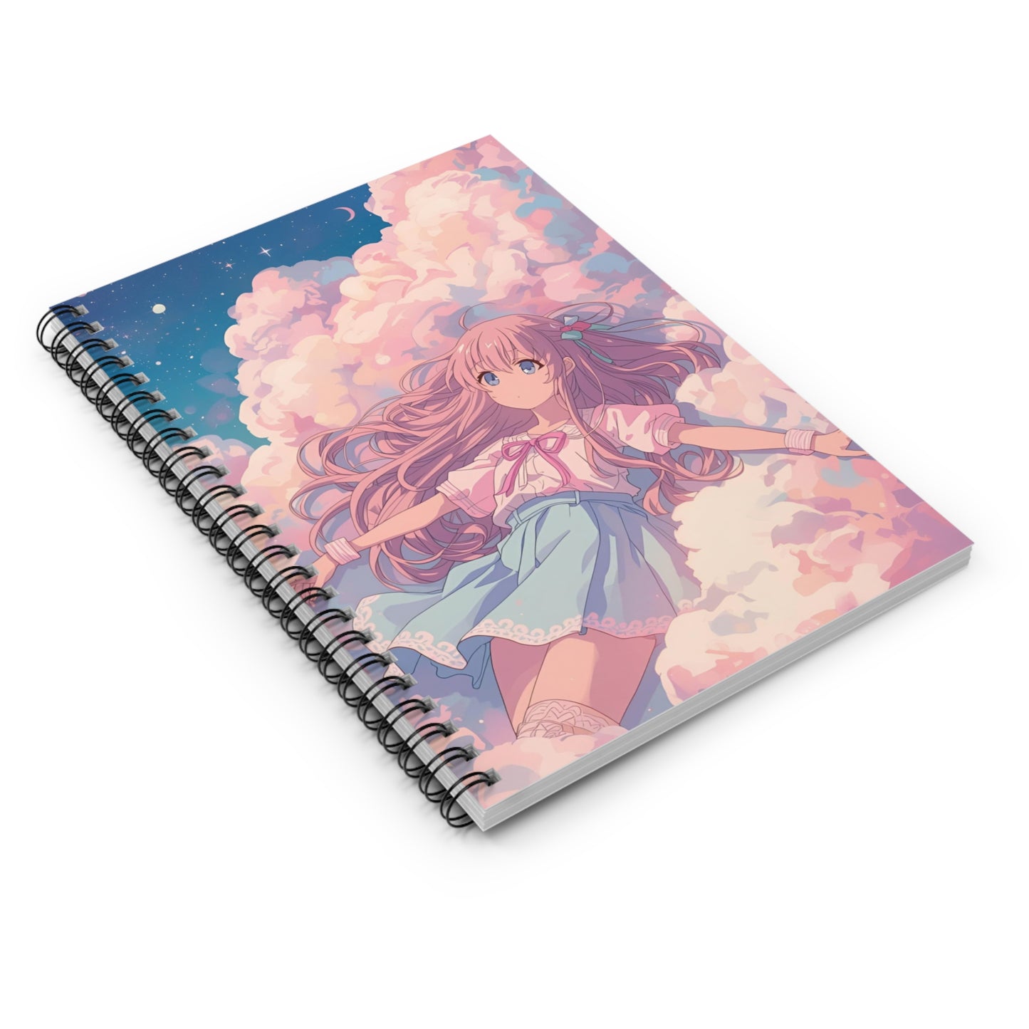 Notebook with an anime-style illustration of a girl on the cover