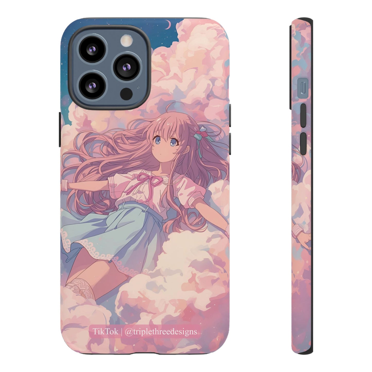 Dreamy Pastel Cloud Anime Girl Phone Case