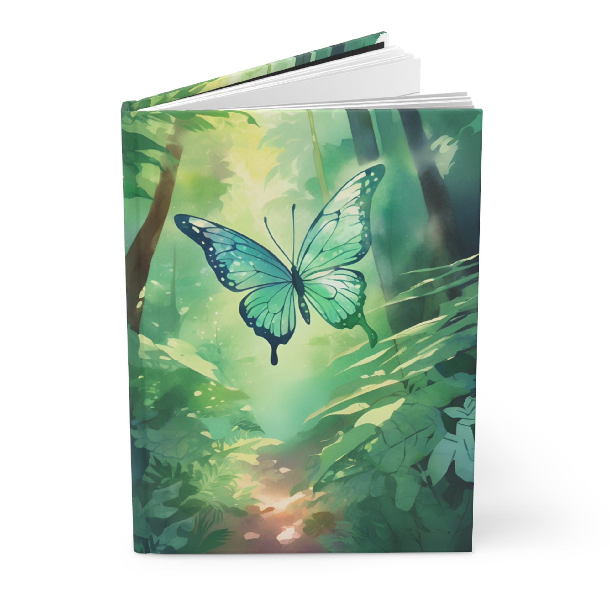 Green Butterfly Forest Notebook Hardcover Front Cover