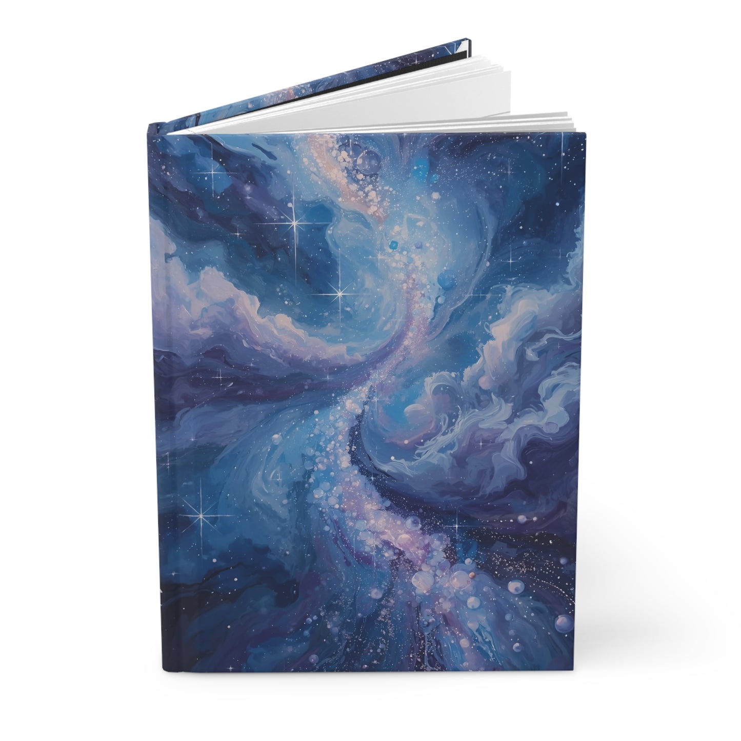 Notebook with a galaxy design on a white background