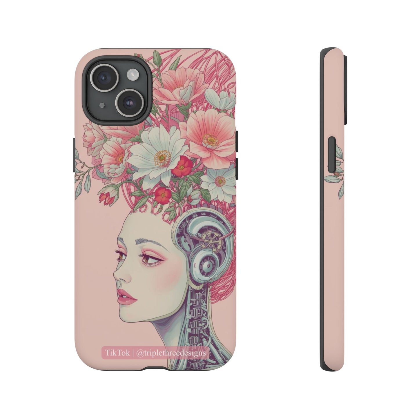 Pink Floral Cyberpunk Phone Case