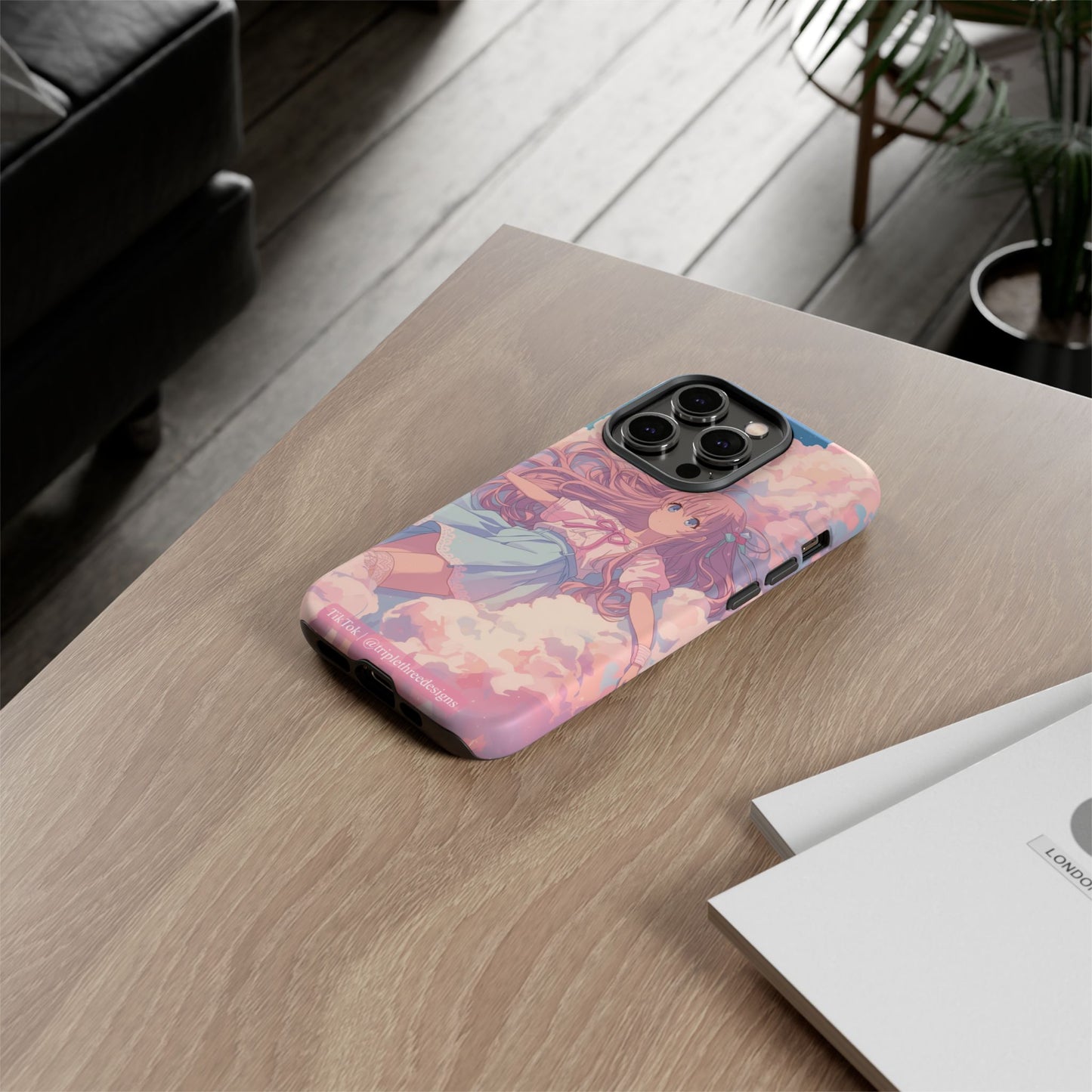 Dreamy Pastel Cloud Anime Girl Phone Case