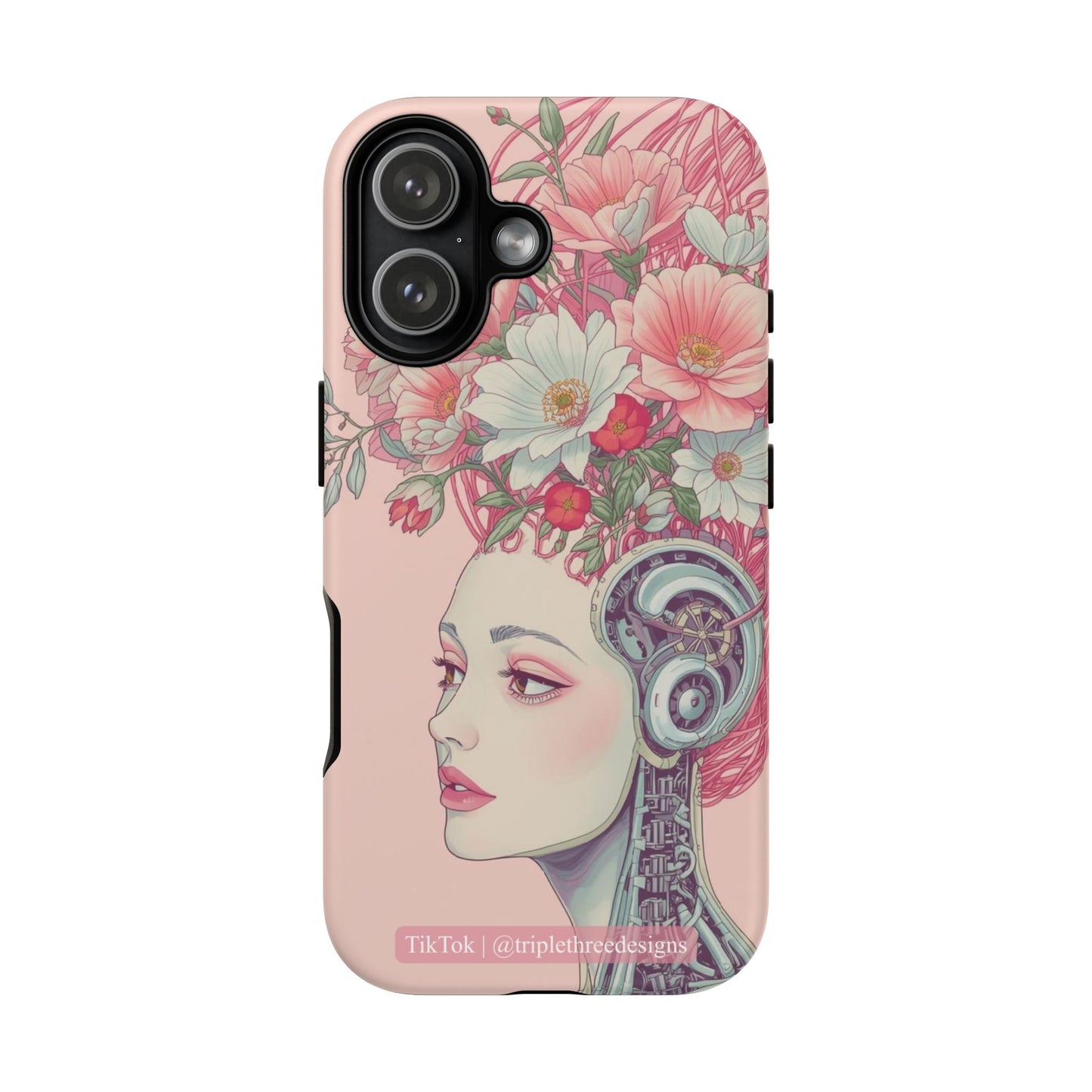 Pink Floral Cyberpunk Phone Case