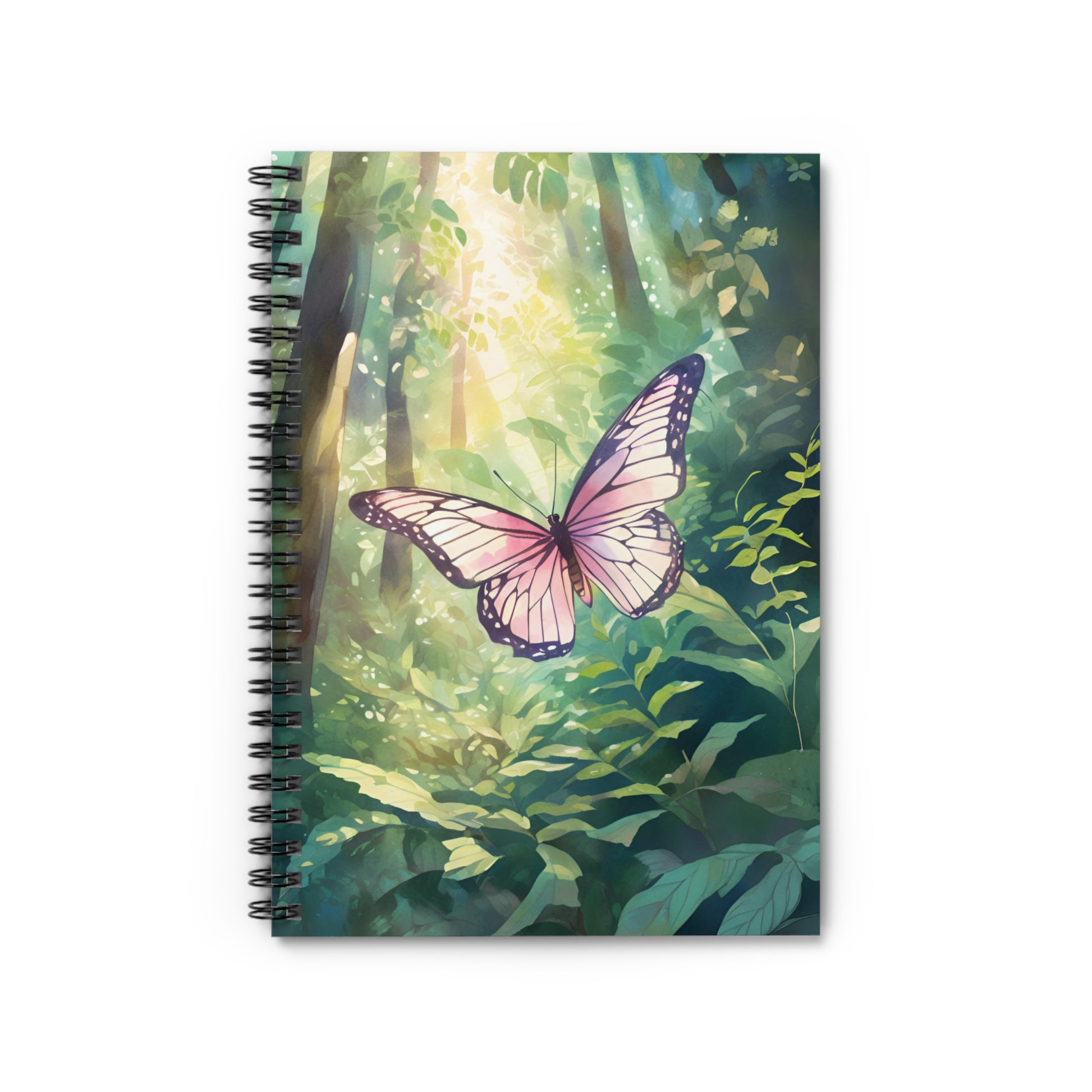 Pink Butterfly Forest Spiral Notebook Front Cover