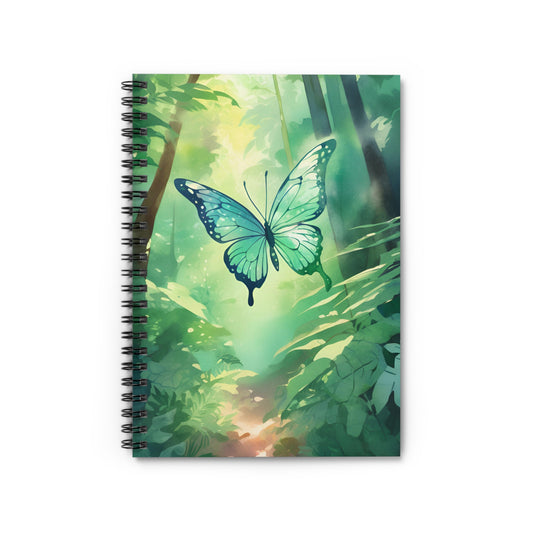 Green Butterfly Forest Spiral Notebook Front Cover